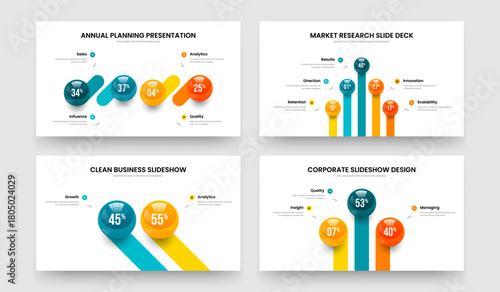 Service Campaign 4 5 2 3 Option Diagram Slideshow Design Collection. Clean Planning Four Five Two Three Step Chart Frame Layout Vector Illustration Bundle.