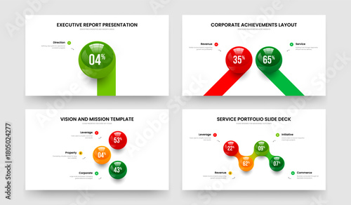 Minimalist Review One Two Three Four Element Graph Slideshow Layout Vector Illustration Set. Investor Solution 1 2 3 4 Option Chart Frame Design Collection.