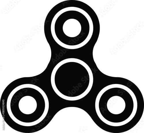 Black silhouette of a three-pronged fidget spinner toy stress relief anxiety