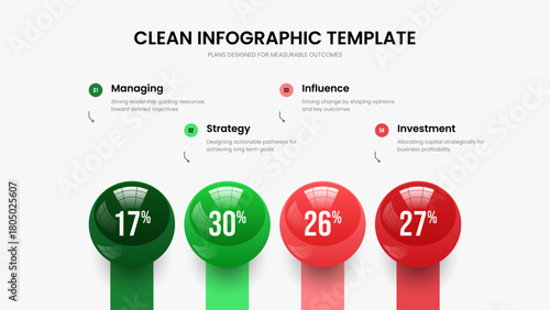 Sales Strategy 4 Option Chart Slideshow Template. Elegant Showcase Four Element Diagram Presentation Layout. Simple Solution Slide Design Vector Illustration.