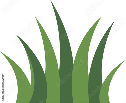 Stylized green grass blades illustration on a white background nature lawn