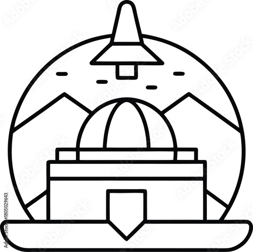 Travel Agency Office Minimal Line Art Icon Design