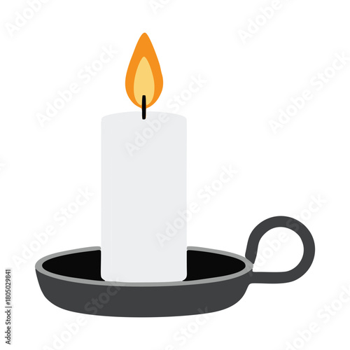 vector burning candle on black background