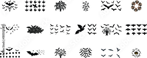 Flying bats and Halloween imagery silhouette spooky