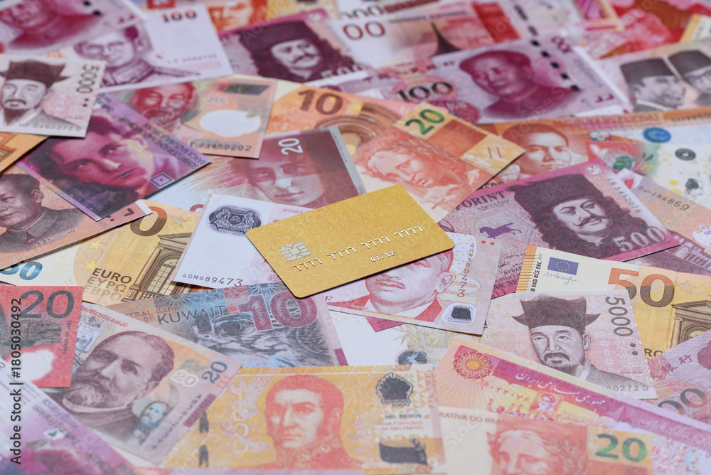 Fototapeta premium A credit card for contactless cashless payments via a terminal or online. A credit card