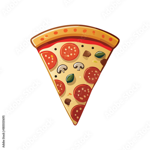 Delicious Pepperoni Pizza Slice Cartoon Vector Icon