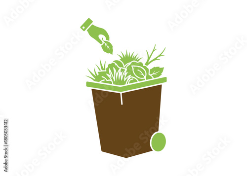 Multicolor glyph for yard and garden waste. Organic material symbol isolated on white.