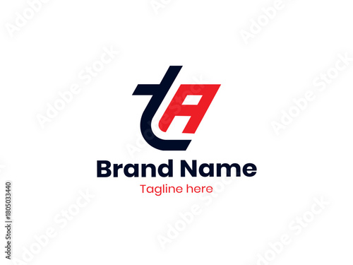 Free Download Black and red AT letter. AT letter logo design. Initial letter TA monogram logo.  - GFXLoad