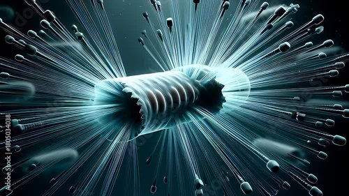 Bacteriophage therapy animation showcasing a dynamic virus attacking harmful bacteria at the microscopic level for scientific and medical treatment.