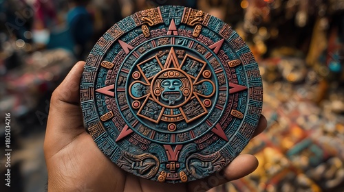 Handheld Aztec Sun Calendar Decorative Disk