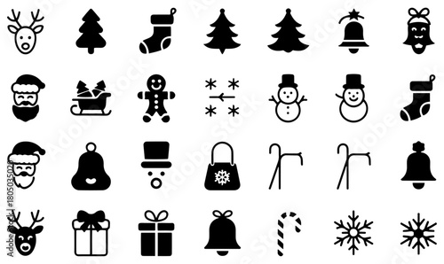 christmas natal icon vector set