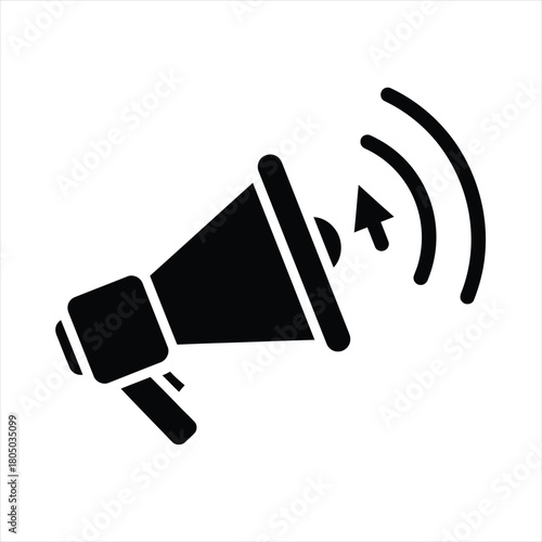 Megaphone broadcasting sound waves Vector icon