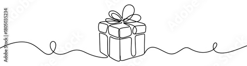 one line gift box illustration