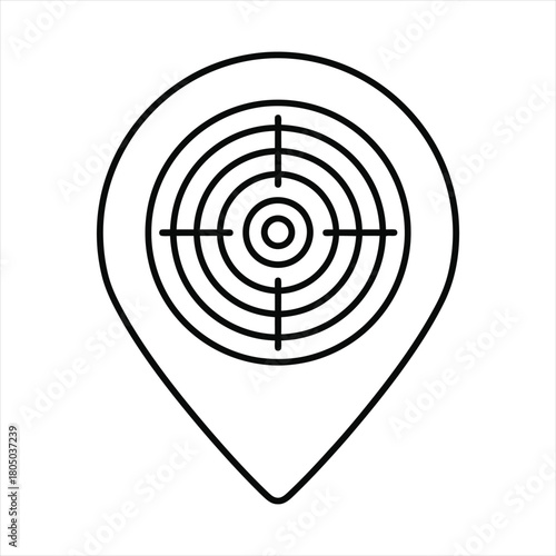Location target silhouette with crosshairs for precision aiming EPS icon