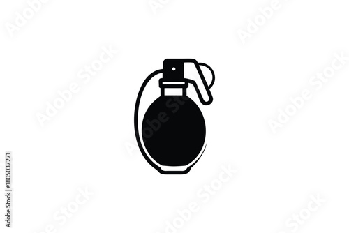 Solid Black Grenade Icon Representing Military Weaponry and Explosive Device Symbolism