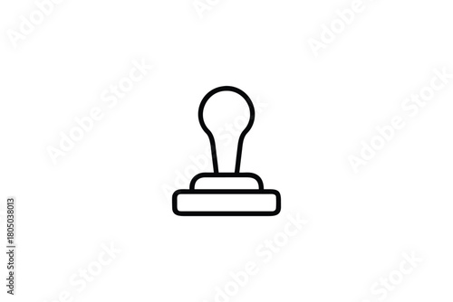 Classic Black Outline Icon of a Traditional Rubber Stamp for Official Documents and Approval