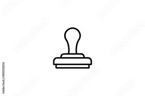 Simple Black Outline Icon of a Traditional Rubber Stamp for Office and Administrative Use