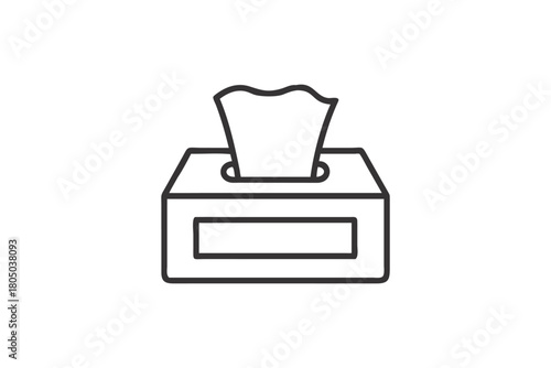 Minimalist Black Outline Icon of a Tissue Box Dispenser for Hygiene and Cold Season Relief