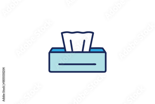 Vibrant Colored Icon of a Tissue Box with Blue Accents for Hygiene and Wellness Concepts