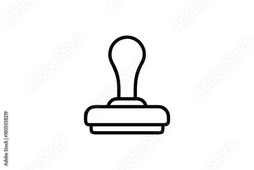 Professional Black Outline Icon of a Traditional Rubber Stamp for Business and Legal Use