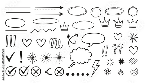 Hand Drawn Doodle Design Elements and Symbols Vector Set