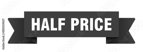 half price ribbon isolated on transparent background. half price ribbon