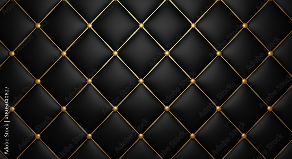 Obraz premium Luxurious black leather pattern with gold accents detailed background