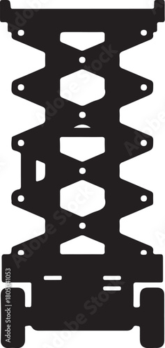 Scissor Lift Mechanism Silhouette with Wheels generated traced on transparent background
