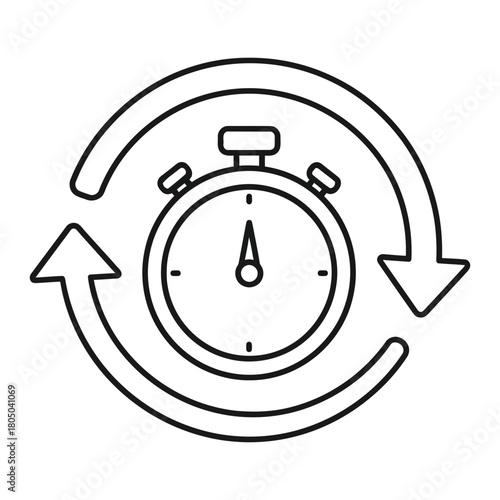 Circular arrows around a stopwatch EPS icon