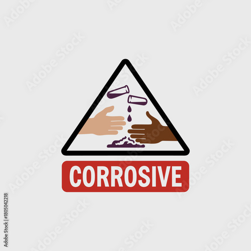 Corrosive warning icon logo flat vector design