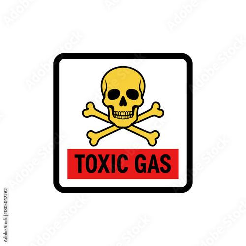 Toxic gas warning icon logo flat vector design