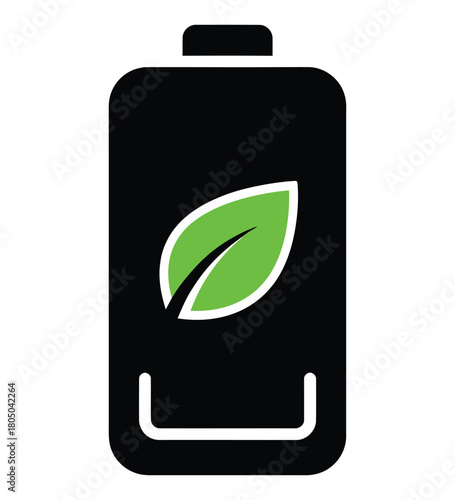 battery, silhouette, leaf, green, energy, power, charge, eco, ecology, environment, renewable, clean, sustainable, icon, symbol, graphic, design, concept, technology, battery life, full, charged, powe