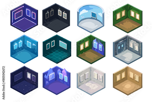 Mode open room icon marble icons vector theme gallery corridor virtual palette