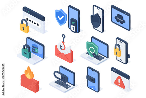 Icon secure set password scan app vector webcam cybersecurity antivirus mobile updates