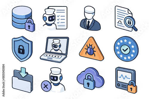 Secure icon privacy data profile vector ai tracker storage compliance badge login