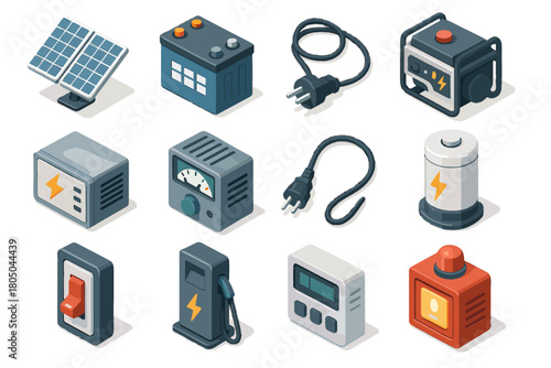 Icon power generator indicator emergency switch management cable vector system sensor volcanic