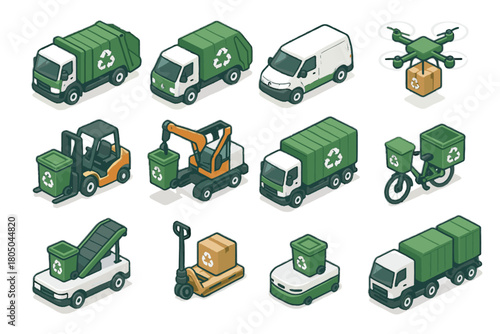 Transport vehicle pallet cargo van truck icons vector icon jack recycling smart