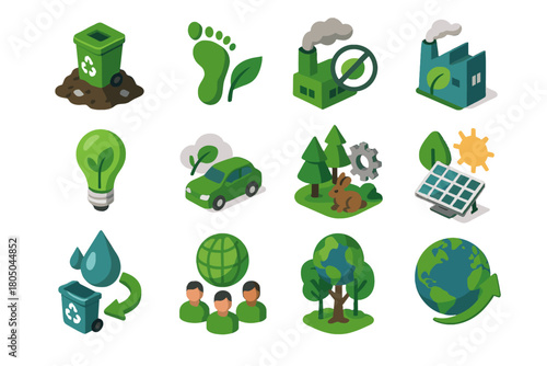 Awareness footprint green vector protection icon smart reduction landfill recycling energy habitat
