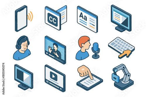 Screen interpreter digital tactile accessibility closed icon contrast feedback vector description keyboard