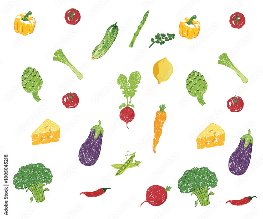 Fototapeta premium Organic vegetable farm. Local vegetable market artwork for t shirt print, poster, sticker and other uses.