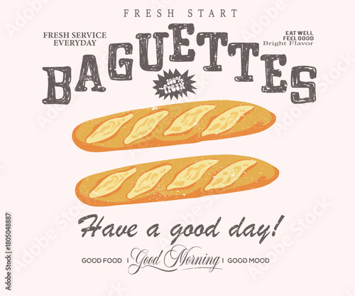 Baguettes artwork for t shirt print, poster, sticker and other uses. Have a nice day.