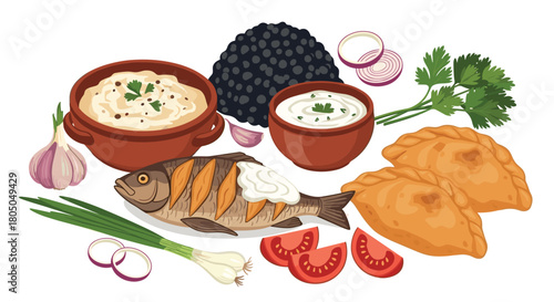 Delicious fresh fish prepared with savory herbs and accompaniments.