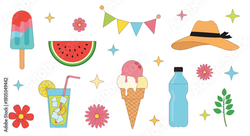 Summer party decorations and refreshing treats for a joyful celebration.