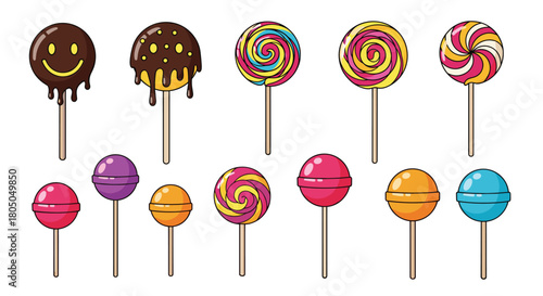 A delightful assortment of colorful and fun candy treats on sticks.