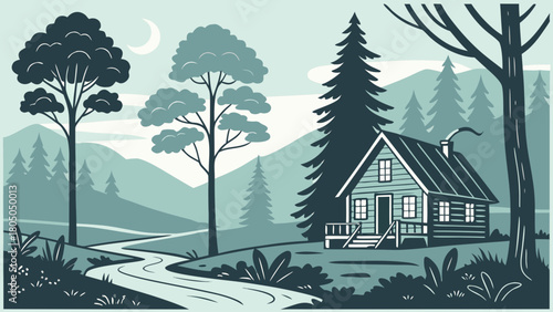 “Top 25 forest retreats in moody collage, tranquil vector”