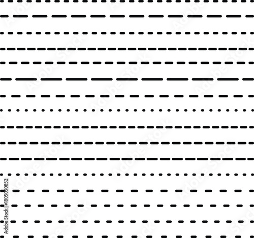 A collection of various dashed and dotted line patterns in black on a white background
