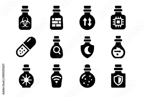 Potion bottle firewall vector memory catalyst serum enchanted fluid potions enhancer tech