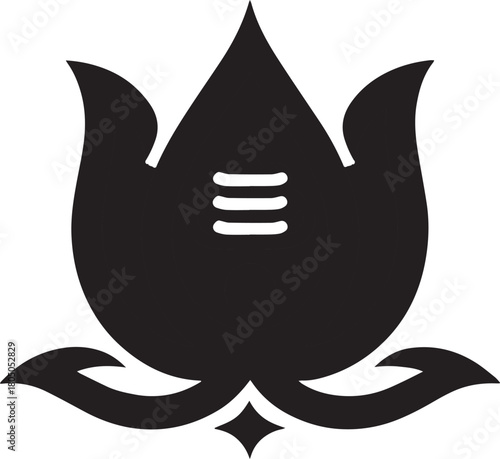 Shiva Lingam in Lotus Flower Symbolic Representation with Icon Design Isolated.