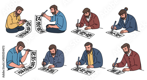 People writing on tablets, business meeting concept