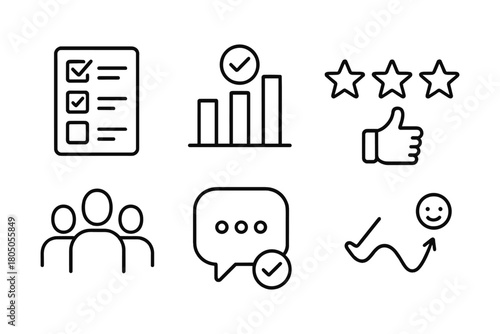 Minimalist icons for feedback, ratings, and communication in business settings